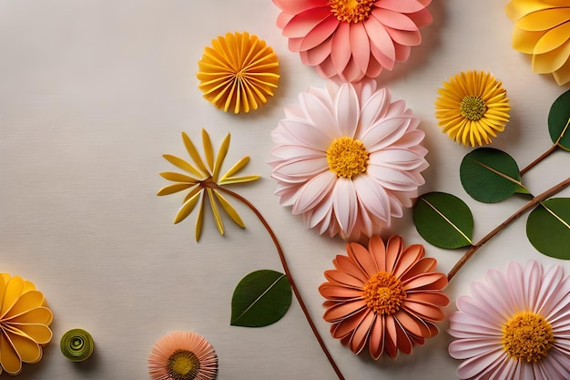 Een gele bloem met een groene stengel en een gele bloem erop.