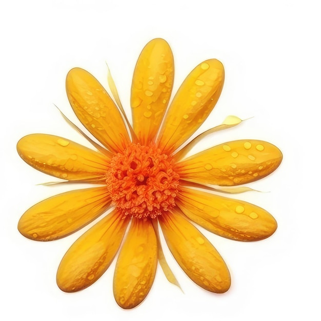 Foto een gele bloem met waterdruppels erop