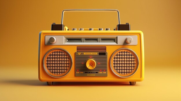 Foto een gele boombox met een paar speakers