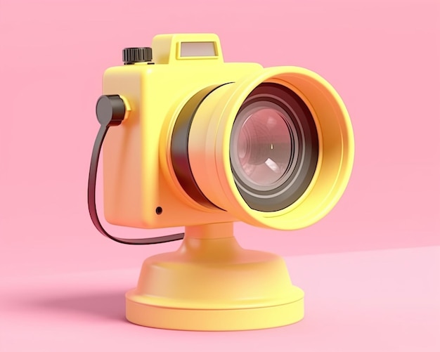 Een gele camera met de letter t erop