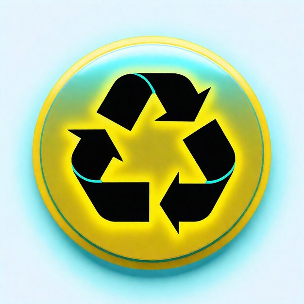 een gele cirkel met een recycle-logo erop