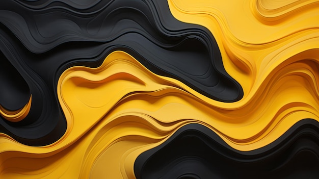 Een gele en zwarte achtergrond met golvende lijnen