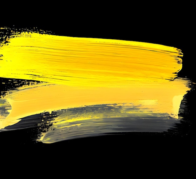 Een gele en zwarte penseelstreek met een gele kwast.