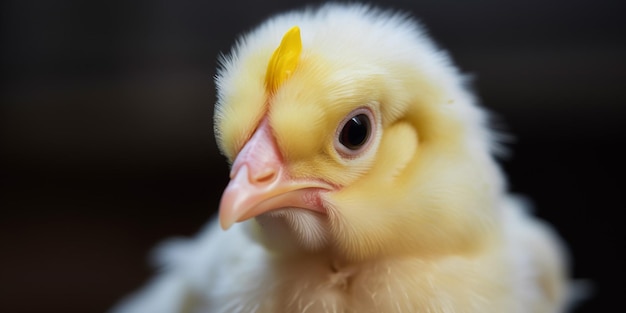 Een gele kip met een geel kapje op de kop