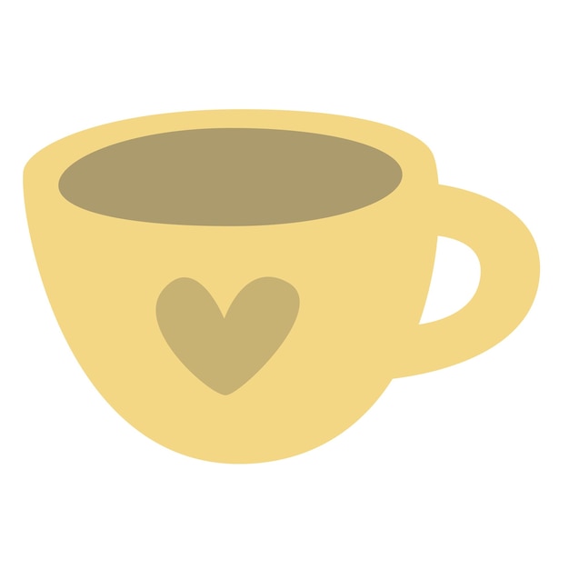 een gele koffiekop met een hart erop