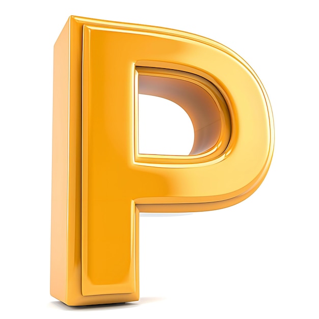 Een gele letter P geïsoleerd op een witte achtergrond