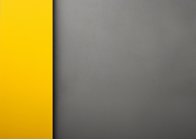 Foto een gele lijn staat op een grijze muur met een gele rand.