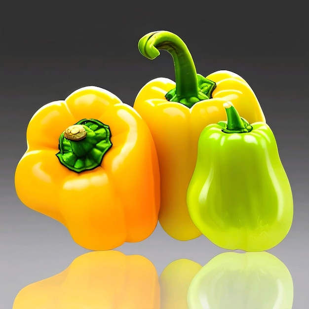 Een gele paprika met groen blad erop