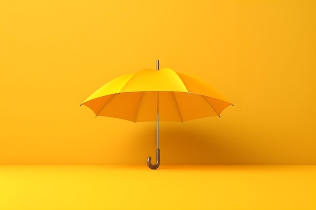 Een gele paraplu staat voor een blinde muur.