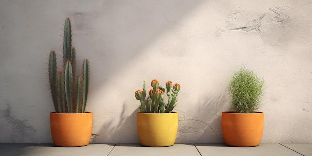 Een gele pot met een cactus erin.