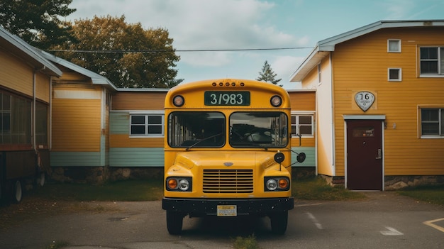 een gele schoolbus met het nummer 37 op de voorkant.