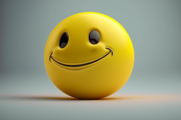 Een gele smiley face emoji op grijze achtergrond ai gegenereerd artwork