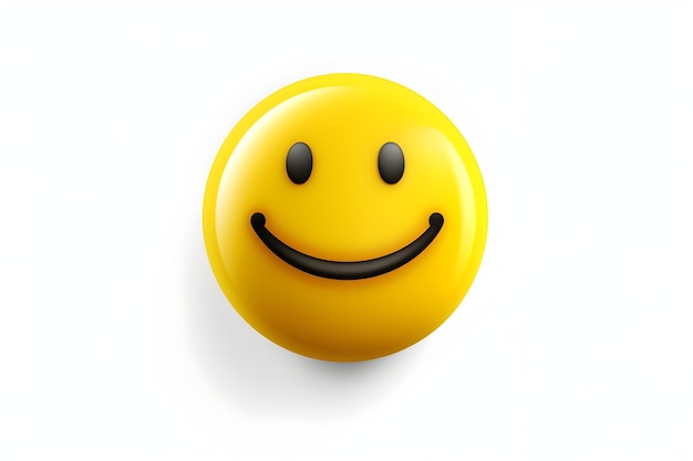 Een gele smiley met een zwarte glimlach erop.