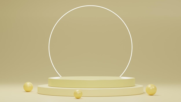 Een gele standaard met een wit touwtje eromheen en een witte cirkel in het midden.