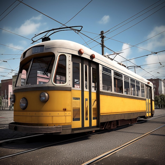 Een gele trein met het nummer 2 op de voorkant