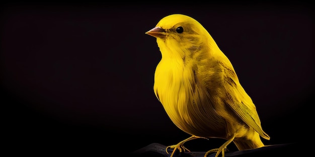 Een gele vogel met een zwarte achtergrond generatieve AI