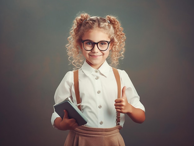 Een gelukkig smiley studente AI geproduceerd portret