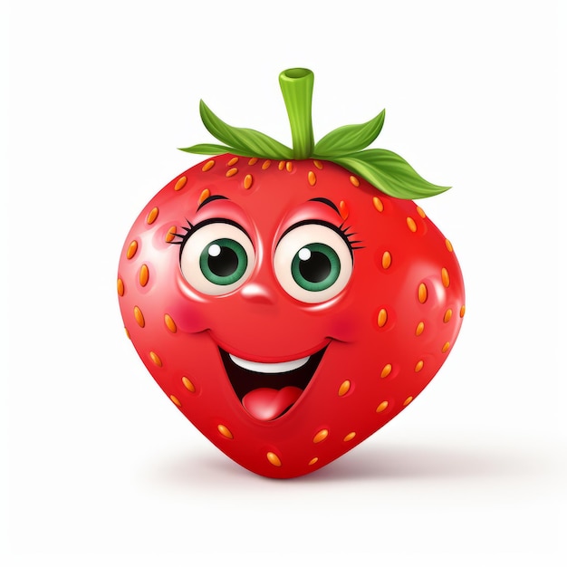 Een gelukkige aardbeien cartoon personage mascotte