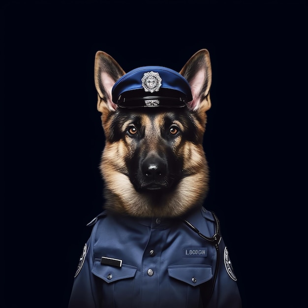 Foto een gelukkige schattige hond als politieagent.