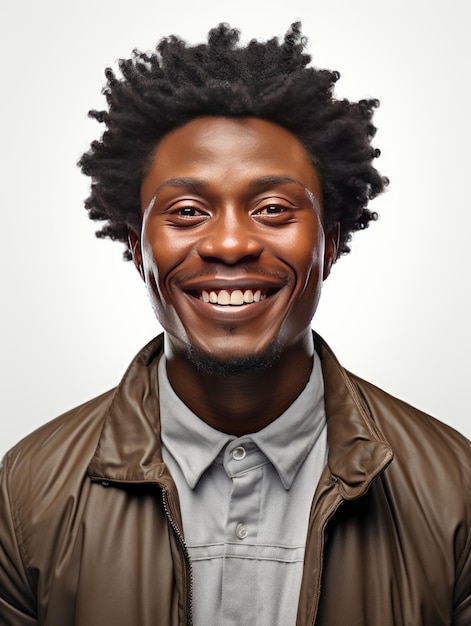 Een gelukkige zakelijke zwarte Afrikaanse man op transparante witte achtergrond