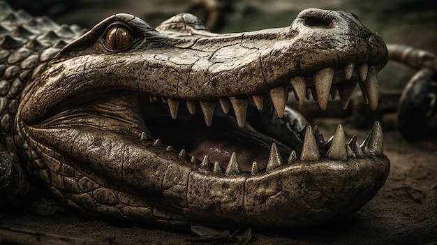 Een generatieve AI-krokodil die lijkt op een tyrannosaurus laat een woest gebrul los