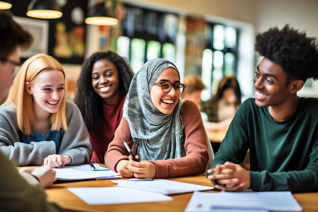 een gespreks- en schrijfgroep van studenten op school