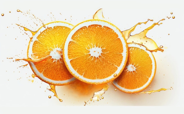 Een getekende sinaasappel op witte achtergrond aquarel fruit biologische voeding illustraties ai gegenereerd