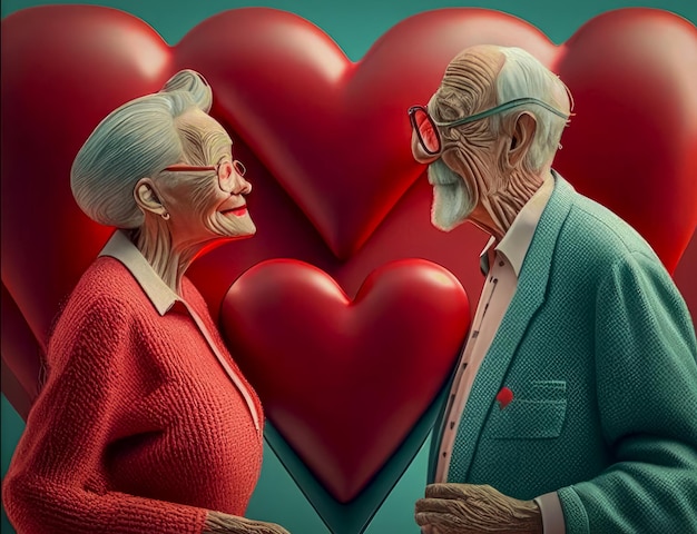 Een getrouwd stel moderne gepensioneerden die gelukkig verliefd zijn Generatieve AI