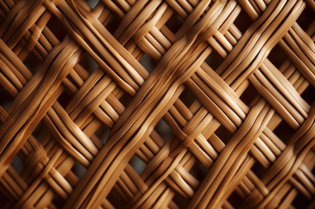 een geweven mand met een houten ontwerp