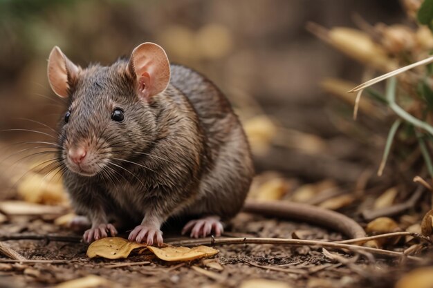 Een gewone rat in een park naast een kanaal in Maastricht