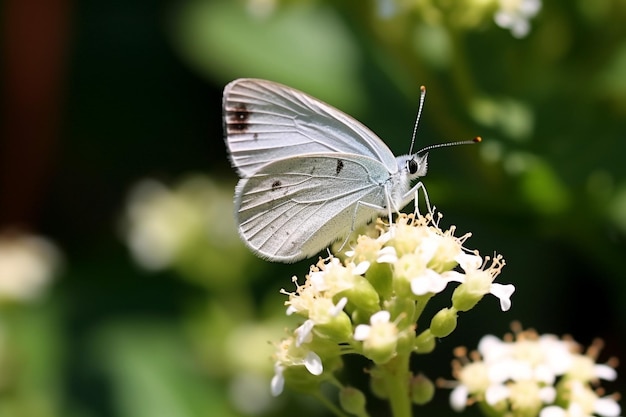 een gewone zilveren lijn op een kleine witte bloem