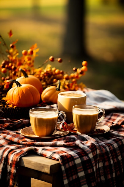Foto een gezellige herfstkop koffie.