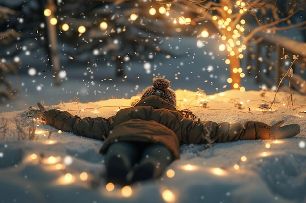 Een gezellige winter avond doorgebracht met het maken van sneeuw engelen oct