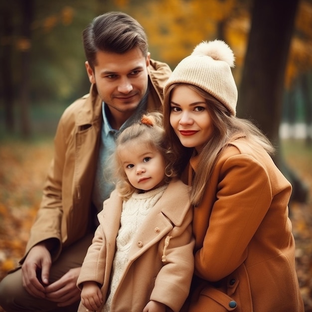 Een gezin met een kind in een park