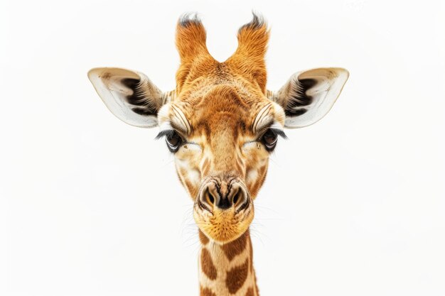 Foto een giraf met een giraf hoofd op een witte achtergrond