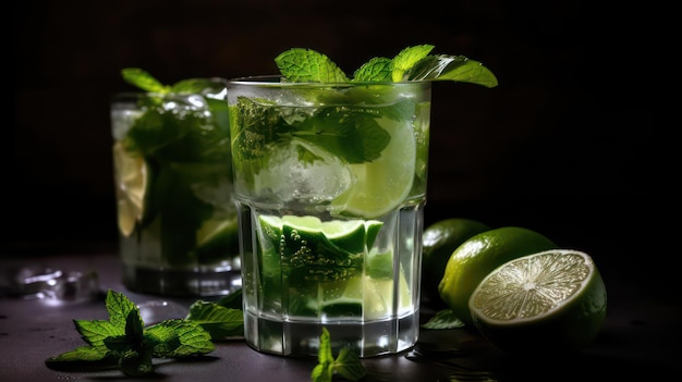 Een glaasje mojito met munt erbij