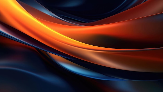Een glanzende en vloeiende blauwe en oranje golvende achtergrond