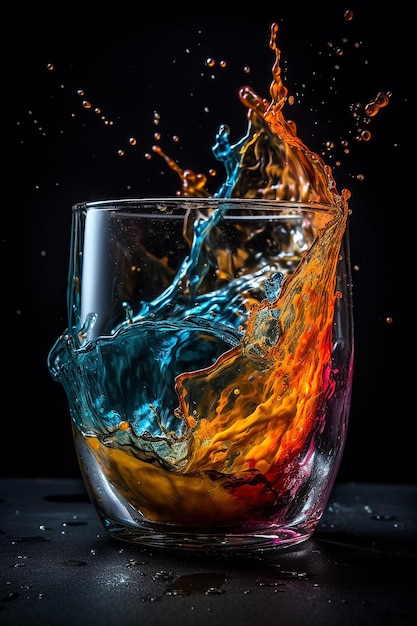 Een glas alcohol met een blauwe vloeistof erin.