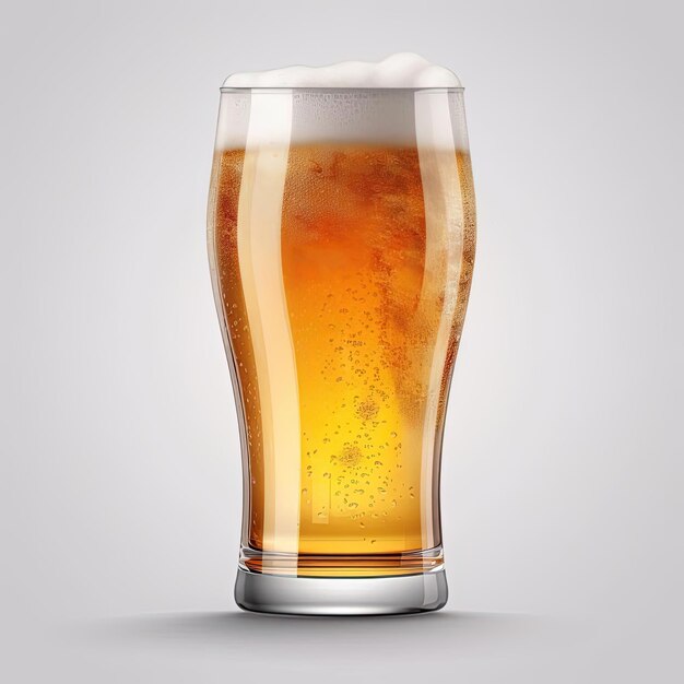 een glas bier geïsoleerd op een grijze achtergrond