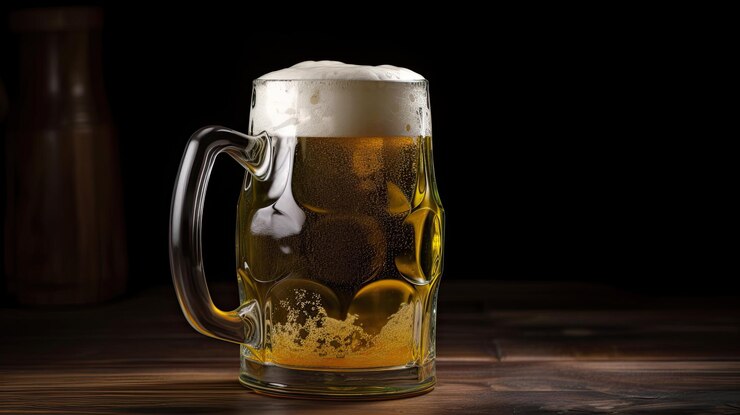 Een glas bier met een schuimkraag erop