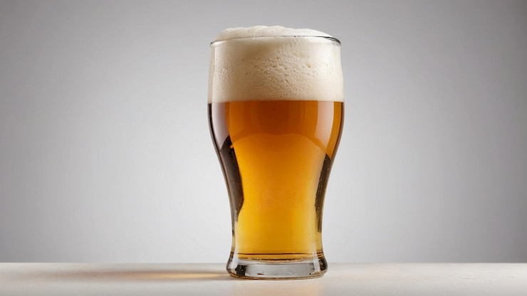 Foto een glas bier met schuim op de top