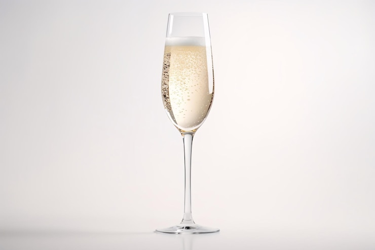 Foto een glas champagne met bubbels