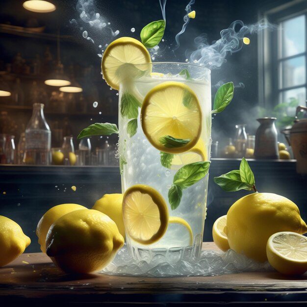 Een glas heerlijke limonade Een symfonie van smaken De pittige smaak van vers geperste citroenen vermengt zich