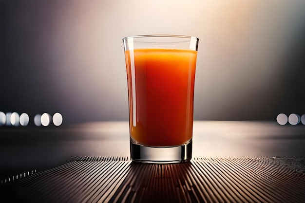 Een glas jus d'orange op een tafel.