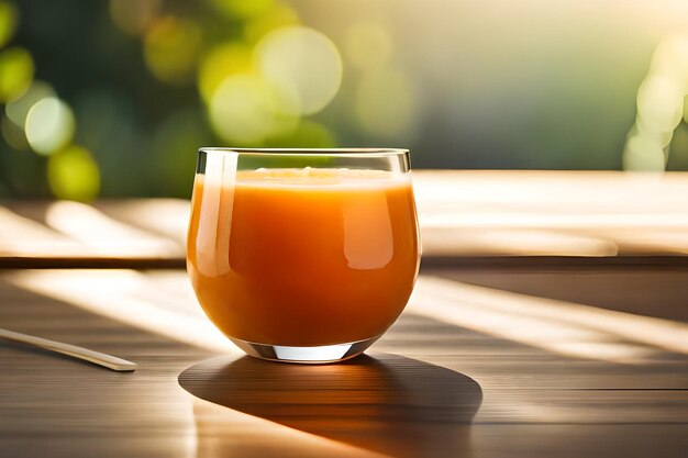 Een glas jus d'orange staat op een tafel naast een boek en een boek.