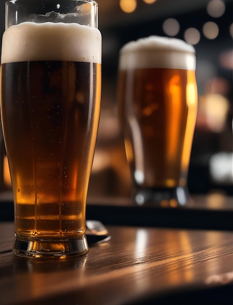 Een glas licht bier in een bar of restaurant Generatieve AI