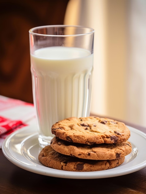 Een glas melk en koekjes.