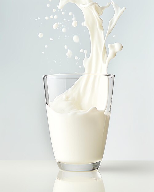 een glas melk spetterend