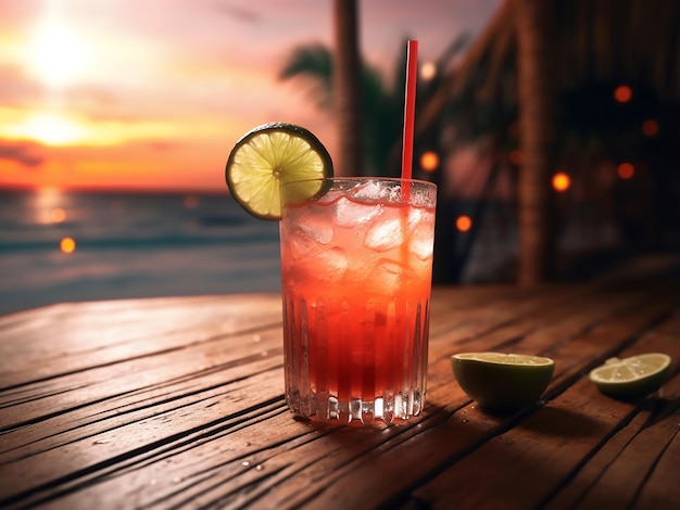 Een glas perfectie bij Cocktail Beach AI Generation.