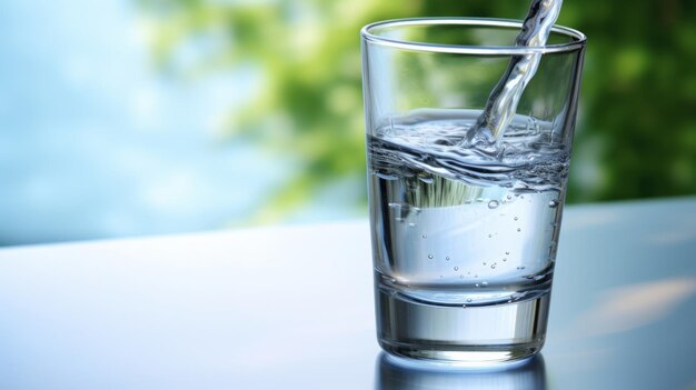 Een glas puur mineraalwater neurale netwerk ai gegenereerd